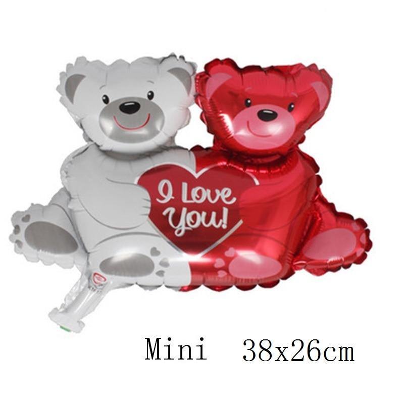 100x76cm Double Bear Hug Heart Balloons Foil Cartoon Bear I Love You Wedding Valentine's Day Event Party Balloon Decoration