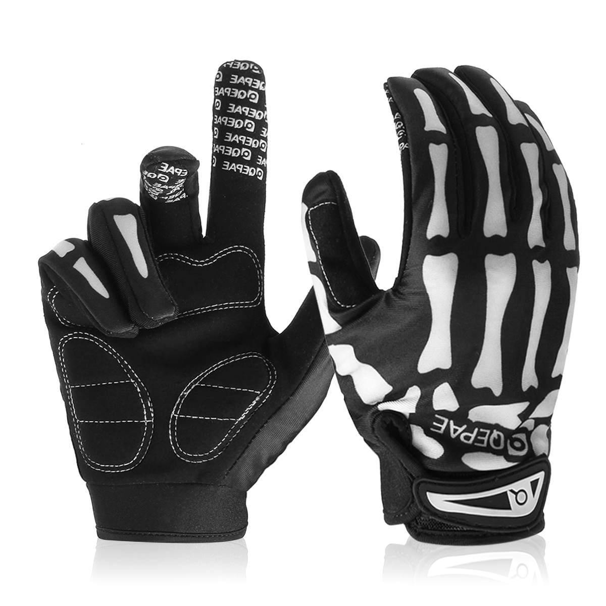 Cycling Gloves Bike Long Full Finger Cycling Riding Racing MTB Bike Soft Gloves Skeleton Cycling Riding Equipment Black Green