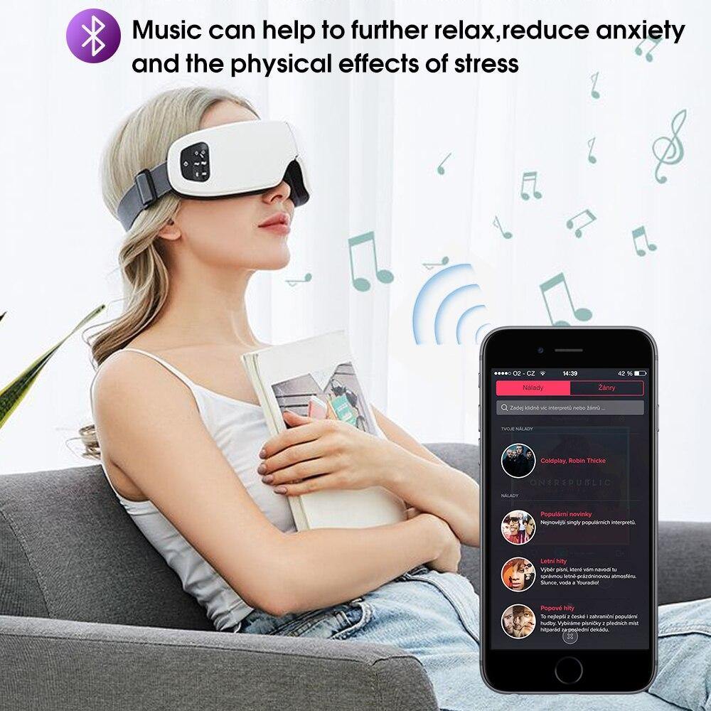 HeTaiDa Eye Massager Anti Wrinkle Fatigue Relief Music Wireless Heating Air Pressure Vibration Eye Massage Glasses for Eye Care