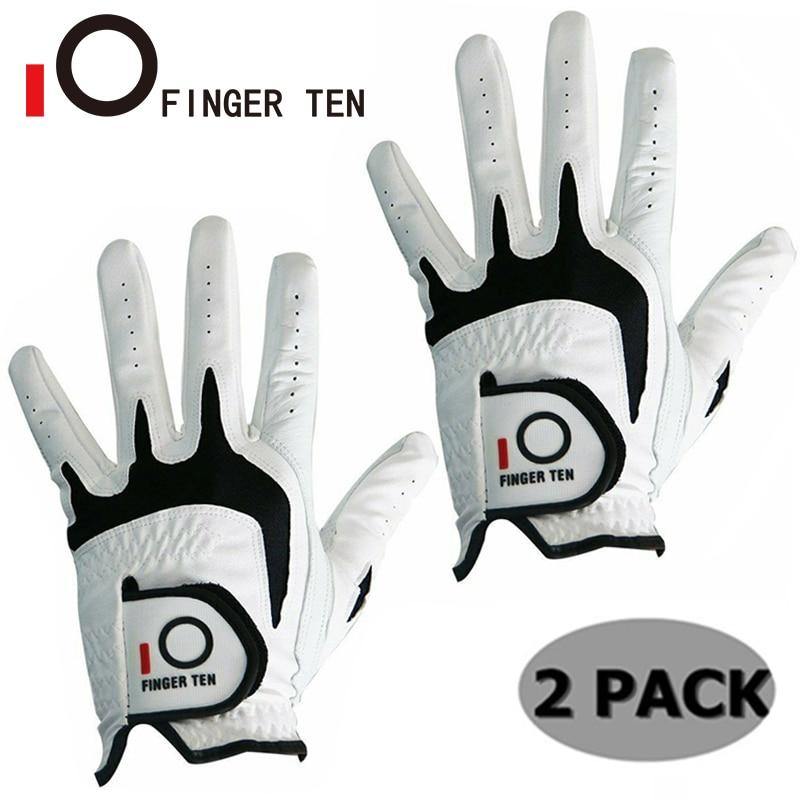 PU Leather Right Hand Golf Gloves Men All Weather Grip Soft Durable Left Hand Lh Rh 2 Pack/Set Golfer Player White Drop Shipping