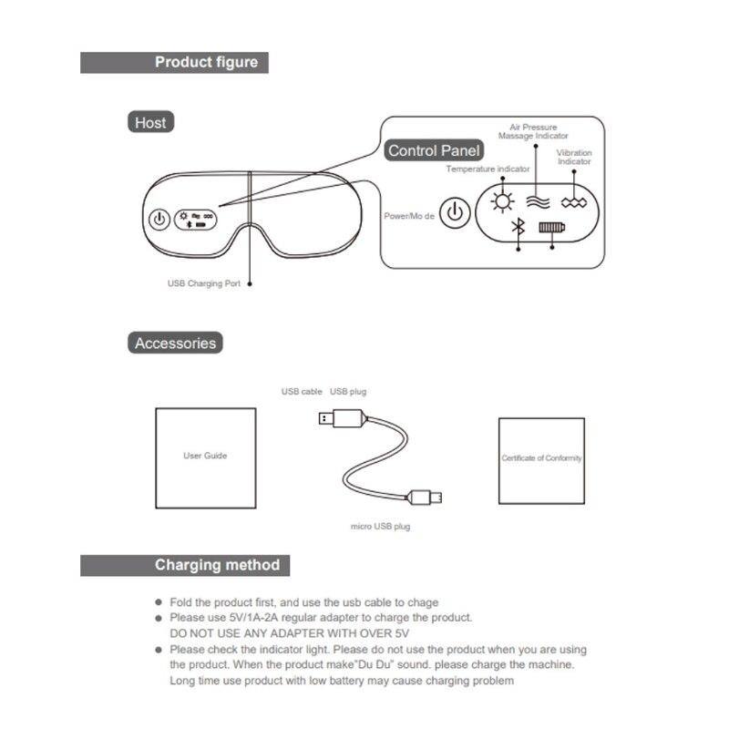 2021 New Foldable Eye Massager Air Pressure Vibration Hot Compress Bluetooth Music Tool