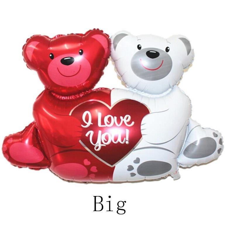 100x76cm Double Bear Hug Heart Balloons Foil Cartoon Bear I Love You Wedding Valentine's Day Event Party Balloon Decoration