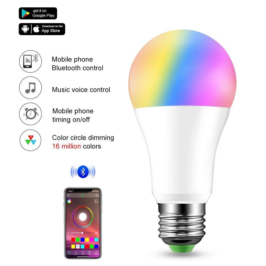 Dimmable E27 LED Lamp RGB 15W WIFI Smart Bulb Bluetooth APP Control  5W 10W IR Remote Control Colore Light Bulb 85-265V For Home