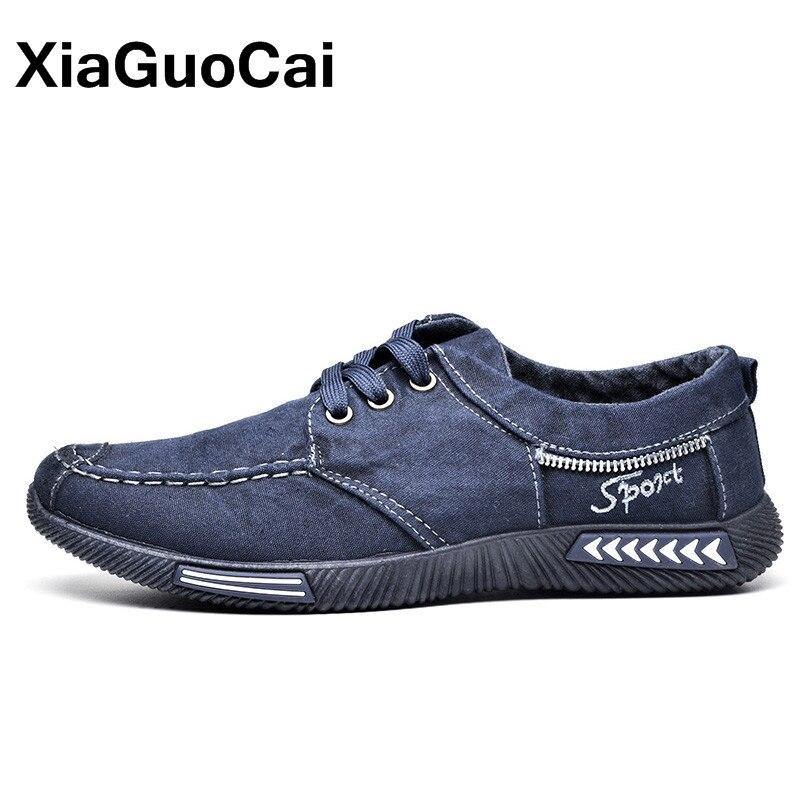 Canvas Men Shoes Big Size Spring Autumn Denim Man Casual Shoes Plimsolls Lace Up Breathable Male Flats Comfortable 2020 Footwear