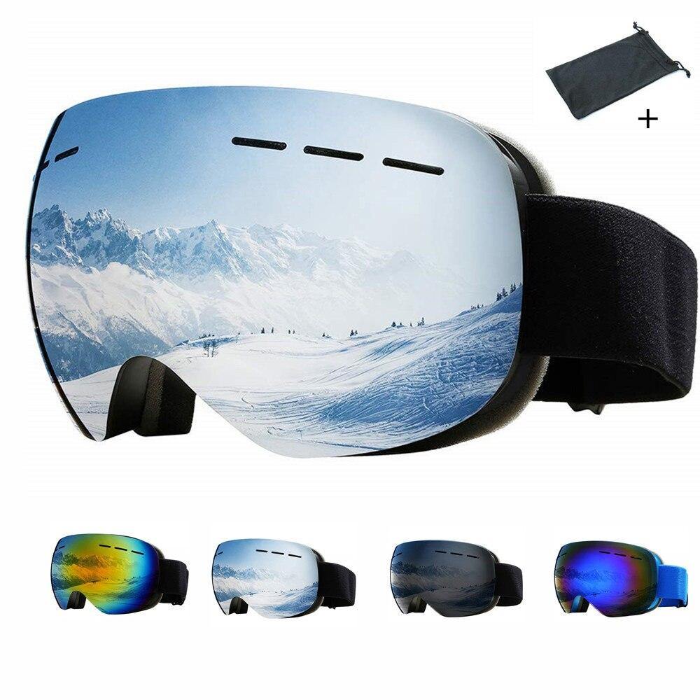 Ski Goggles Double Layers UV400 Anti Fog Glasses Protection Full Frame OTG Snowboard Snow Goggles for Men Women Youth