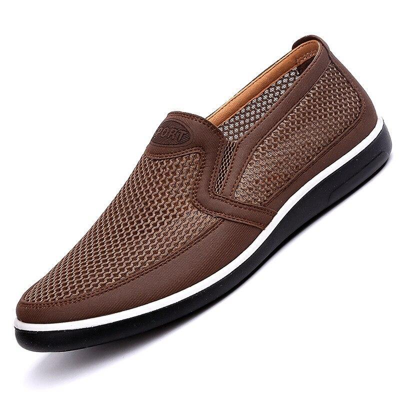 2019 New Summer Mesh Shoes Men Slip-On Flat Sapatos Hollow Out Comfortable Father Shoes Man Casual Moccasins Basic Espadrille