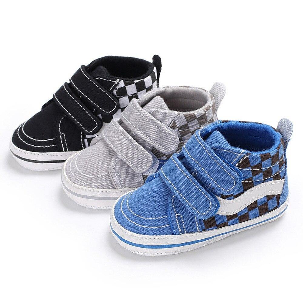 Classical Checkered Toddler First Walker Newborn Baby Shoes Boy Girl Soft Sole Cotton Soft Casual Sports Walking Crib Shoes