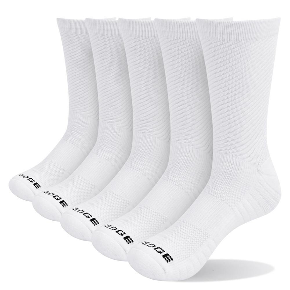 YUEDGE brand 5 pairs men's cushion combed cotton breathable deodorant sports running cycling crew dress socks