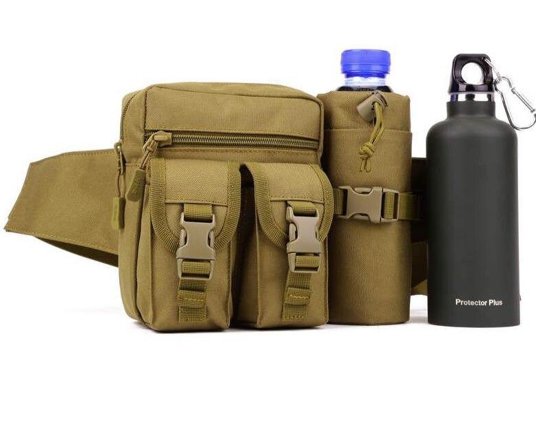 Tactical Water Bottle Waist Bag Military Outdoor Sports Camping Travel Waterproof 900D Nylon bag with water pouch Hiking Cycling