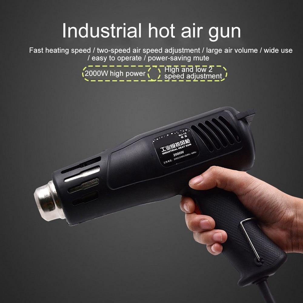 220v 2000w Electric Heat Gun Heat Gun 150-550 Work Temperature Adjustable Nozzle Car Film Bake Dry Remove Paint Thaw Food