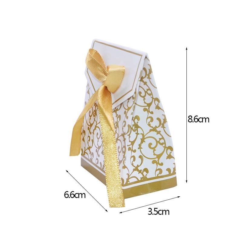 10Pcs Gold Silver Paper Candy Box Gift Bag Wedding Gift Packaging Baby Shower Favors Birthday Party Supplies Wedding Candy Box