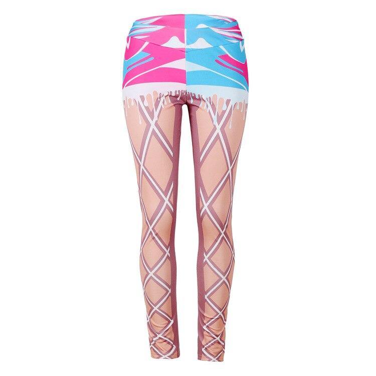 Female Sportswear Fancy Print Skinny  Slim Fit Sports Legging Pants Women 3D Hots Nets Print Leggings