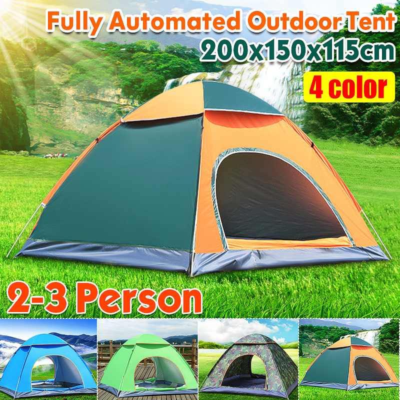 Portable Camping Folding Automatic Double-door Tent Outdoor Beach Traveling Hiking Sunshade Waterproof Shelter For 2-3 People