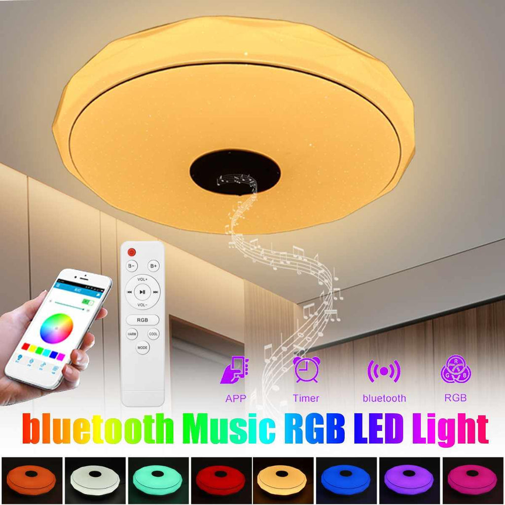 36W/72W RGB LED Music Ceiling Light bluetooth Speaker Lamp Home Party Bedroom 170-265V Remote Dimmable+APP Smart Colorful Light