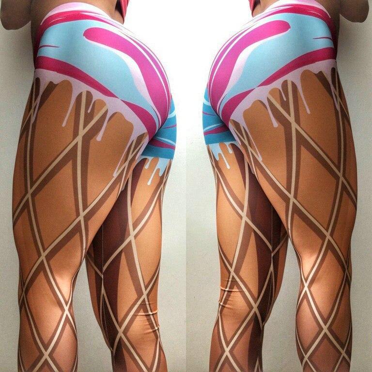 Female Sportswear Fancy Print Skinny  Slim Fit Sports Legging Pants Women 3D Hots Nets Print Leggings