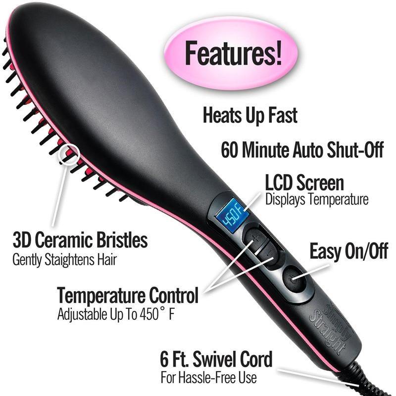 Electric Brush Hair Straightener Hair LCD Styling Straightening Comb Ionic Hair Brush Hot Irons Comb Hairbrush Heating Comb Tool