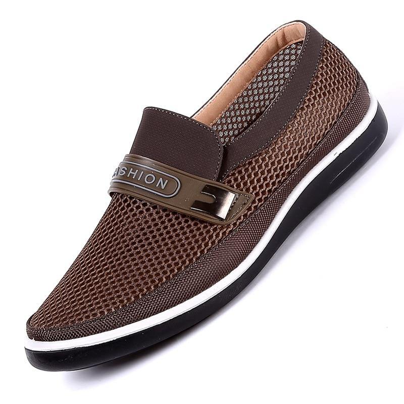 2019 New Summer Mesh Shoes Men Slip-On Flat Sapatos Hollow Out Comfortable Father Shoes Man Casual Moccasins Basic Espadrille