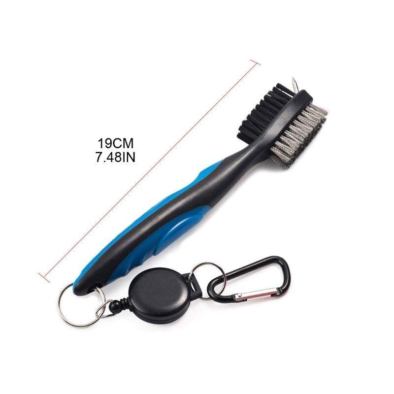 Golf Club Brush and Towel Kit Cleaner with Loop Clip for Hanging on Golf Bag Club Groove Ball Cleaning Tool Set Outdoor