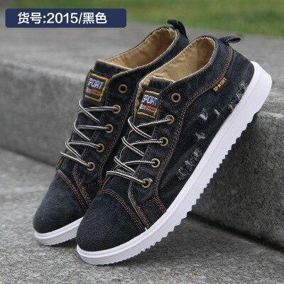 New Fashion Denim Man Canvas Shoes Men Shoes Casual High Top Sneakers 2019 Summer Breathable Plimsolls Male Footwear Men's Flats