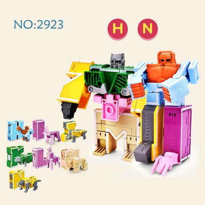 15PCS Assembling Building Blocks  Educational Toys Action Figure Transformation Number Robot Deformation Robot Toy for Children