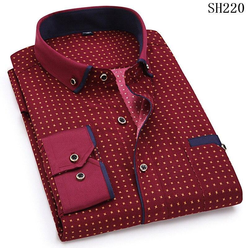 Men Fashion Casual Long Sleeve Print Shirt Slim Fit Male Social Business Dress Shirt Youth Clothing Soft Comfortable With Pocket