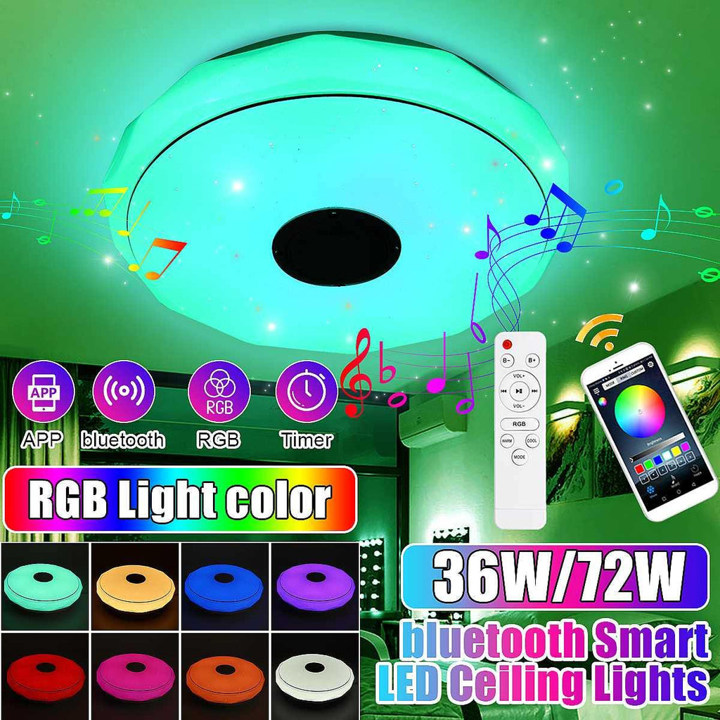 36W/72W RGB LED Music Ceiling Light bluetooth Speaker Lamp Home Party Bedroom 170-265V Remote Dimmable+APP Smart Colorful Light