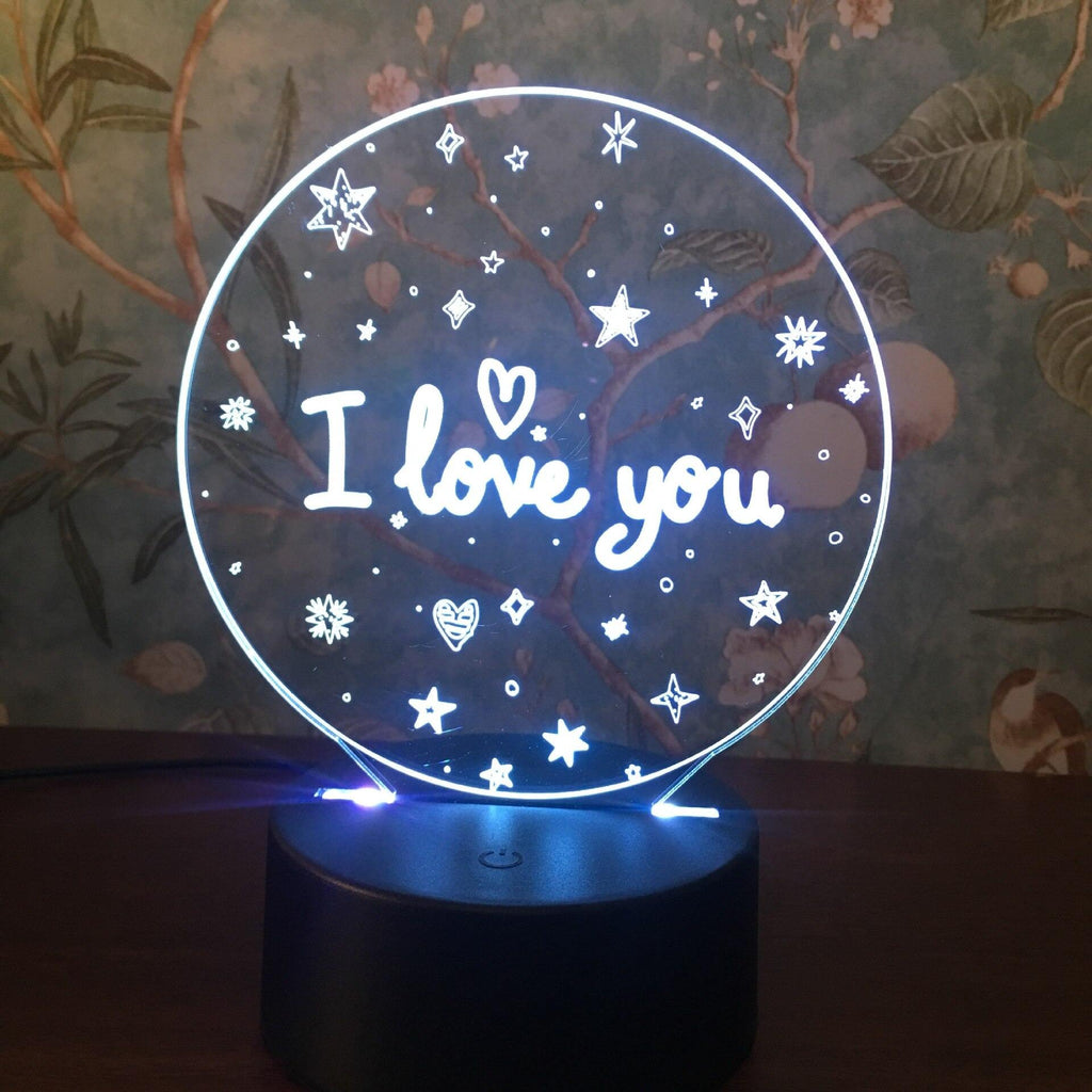 3D Lighting I LOVE YOU LED USB Table Night Light Lamp Remote Control 7 Colors Changing Indoor Lights Illusion Xmas Gifts