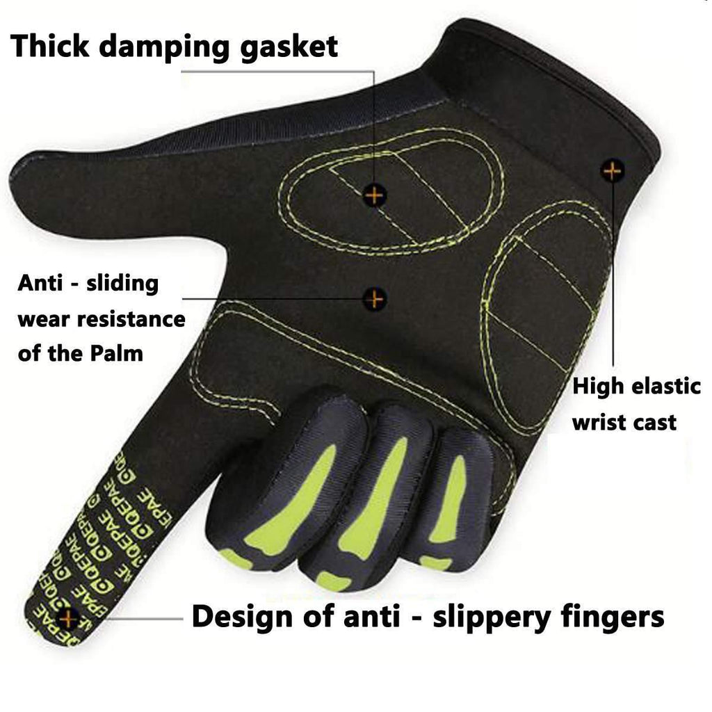Cycling Gloves Bike Long Full Finger Cycling Riding Racing MTB Bike Soft Gloves Skeleton Cycling Riding Equipment Black Green