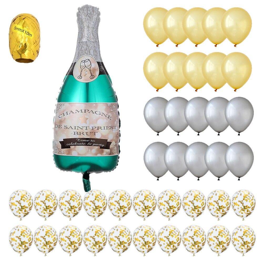 42pcs/set Champagne Balloon Large Size Champagne Cup Bottle Foil Latex Balloons Wedding Christmas Birthday Party Decoration