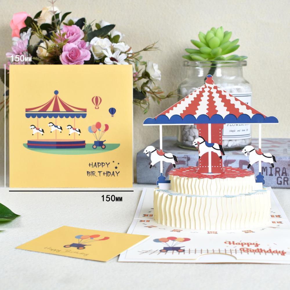 3D Pop-Up Cards Flowers Birthday Card Anniversary Gifts Postcard Unicorn Maple Cherry Tree Wedding Invitations Greeting Cards