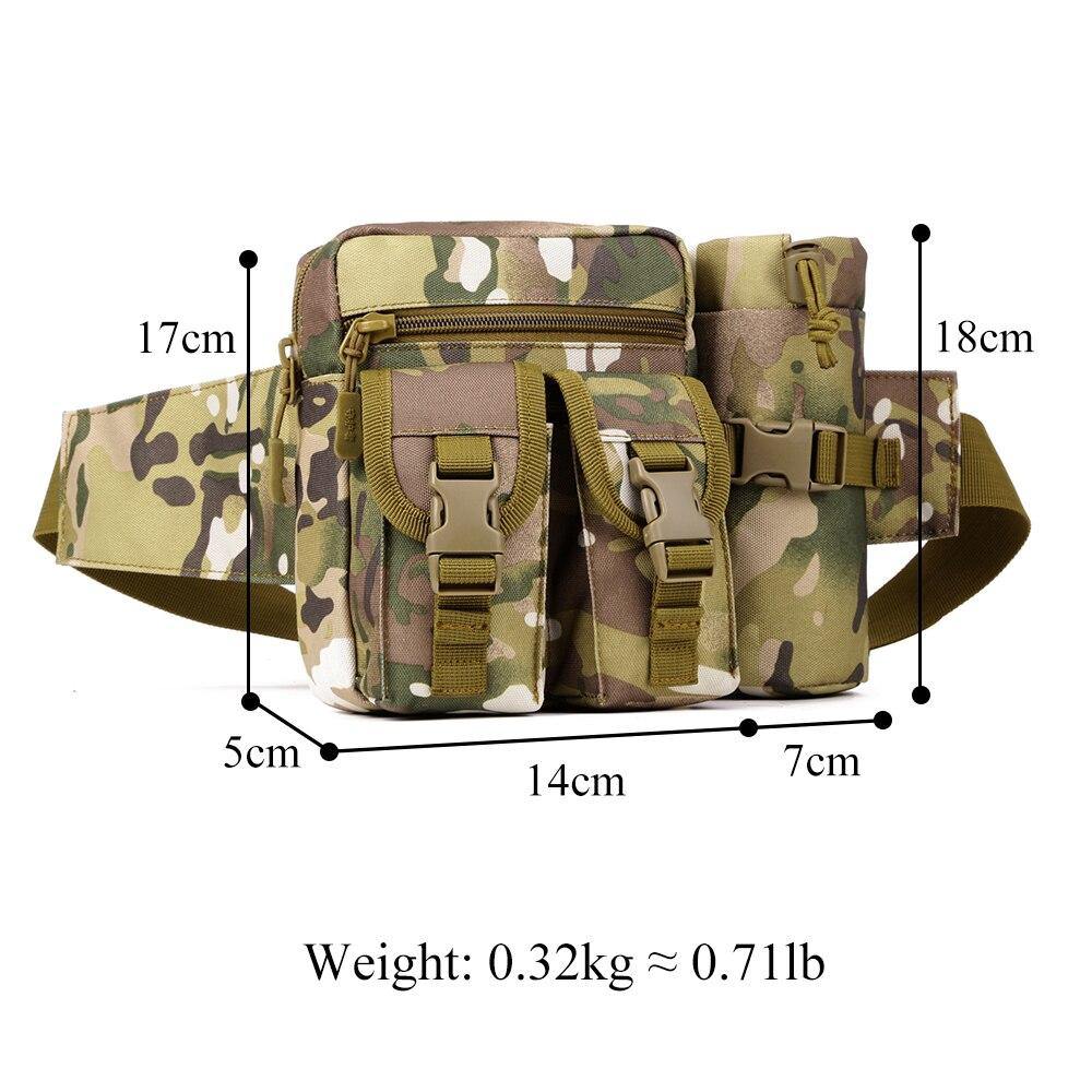 Tactical Water Bottle Waist Bag Military Outdoor Sports Camping Travel Waterproof 900D Nylon bag with water pouch Hiking Cycling