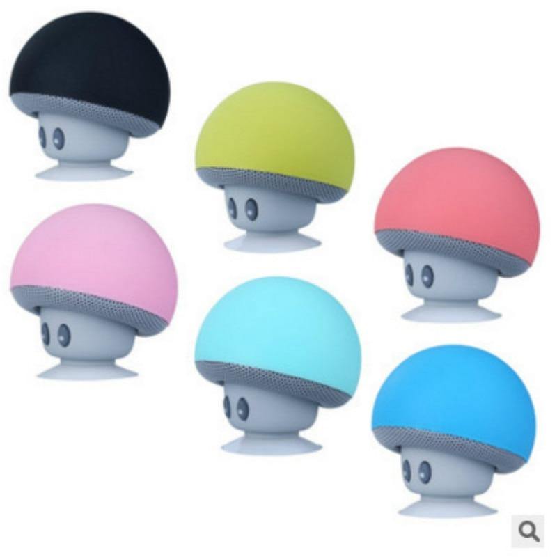 Cartoon mini portable small mushroom head wireless bluetooth speaker silicone suction cup speaker phone holder audio