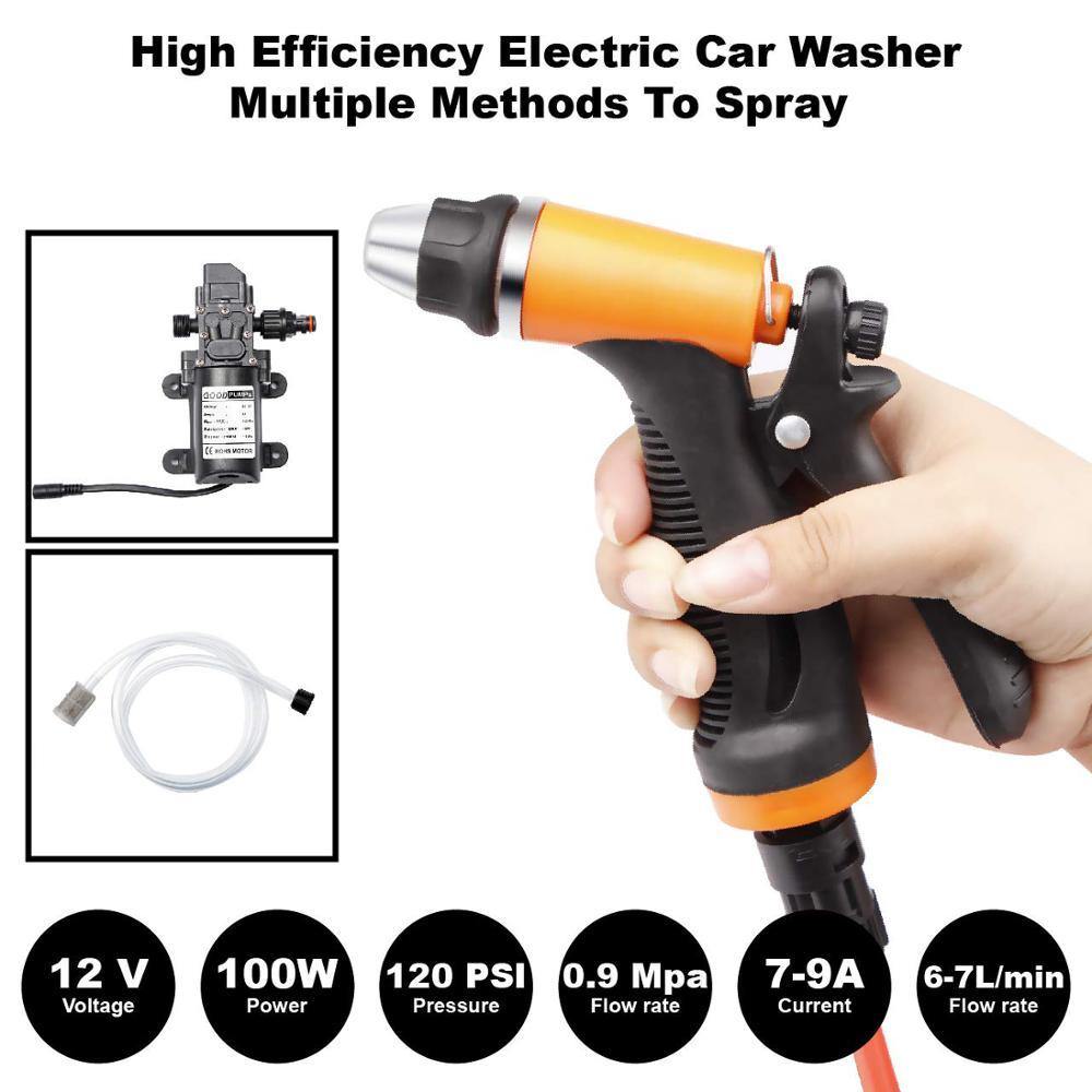 12V Car Washer Gun Pump Self-priming High Pressure Auto Electric Outdoor Portable Washing Machine Cleaning Device For Car Wash