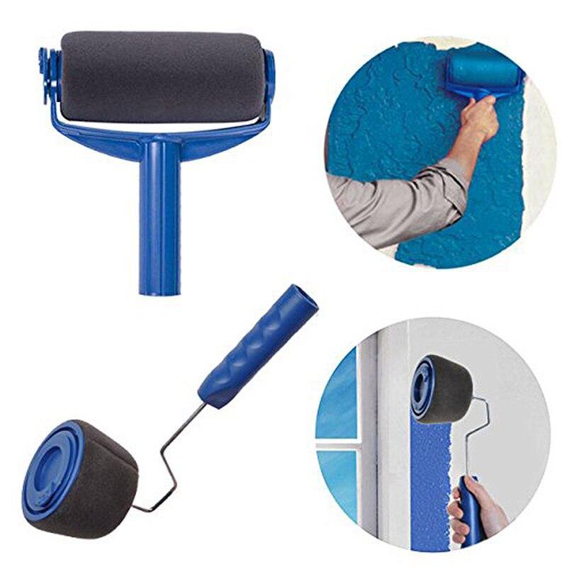 9pcs/set Multifunctional Household Use Wall Decorative Paint Roller Brush Handle Tool DIY Easy to Operate Wall Painting Brush