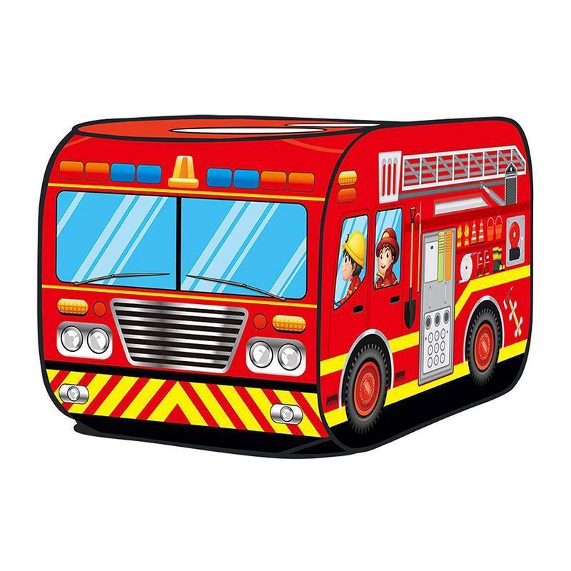Kids Pop Up Play Tent Toy Foldable Playhouse Cloth Fire Truck Police Car Game House Bus