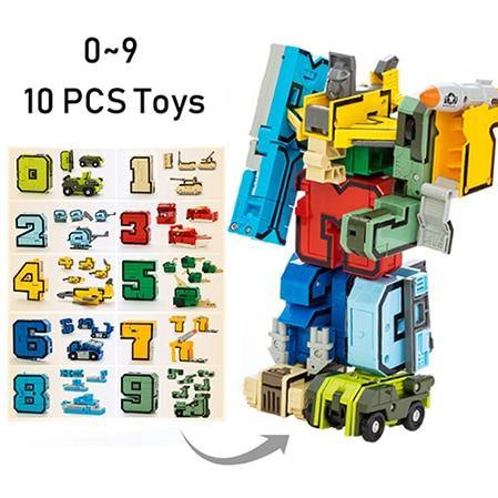 15PCS Assembling Building Blocks  Educational Toys Action Figure Transformation Number Robot Deformation Robot Toy for Children