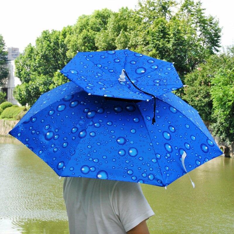 Outdoor Large Double Layer Fishing Umbrella Hat Cycling Hiking Camping Beach Sunshade Sunny Rainy Anti-UV Cap For Men Women Kids