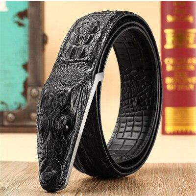 2018 new men's belt crocodile belt Genuine leather alligator strap crocodile head belt real cowhide fashion belts gift for men