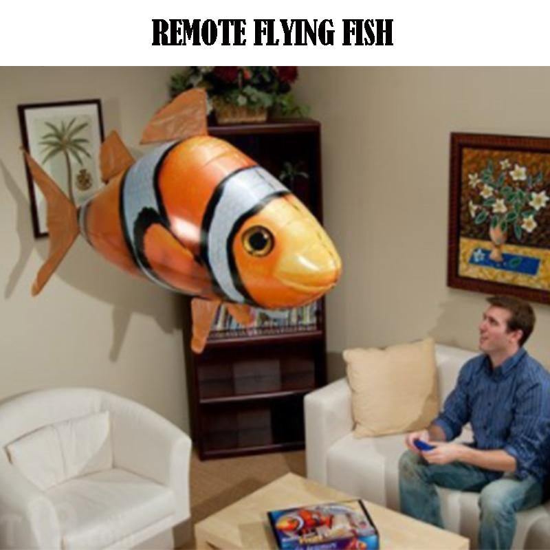 Remote Control Flying Shark Toy Clown Nemo Fish Balloons Inflatable Helium RC Air Plane Drone UFO with Light Best Christmas Gift