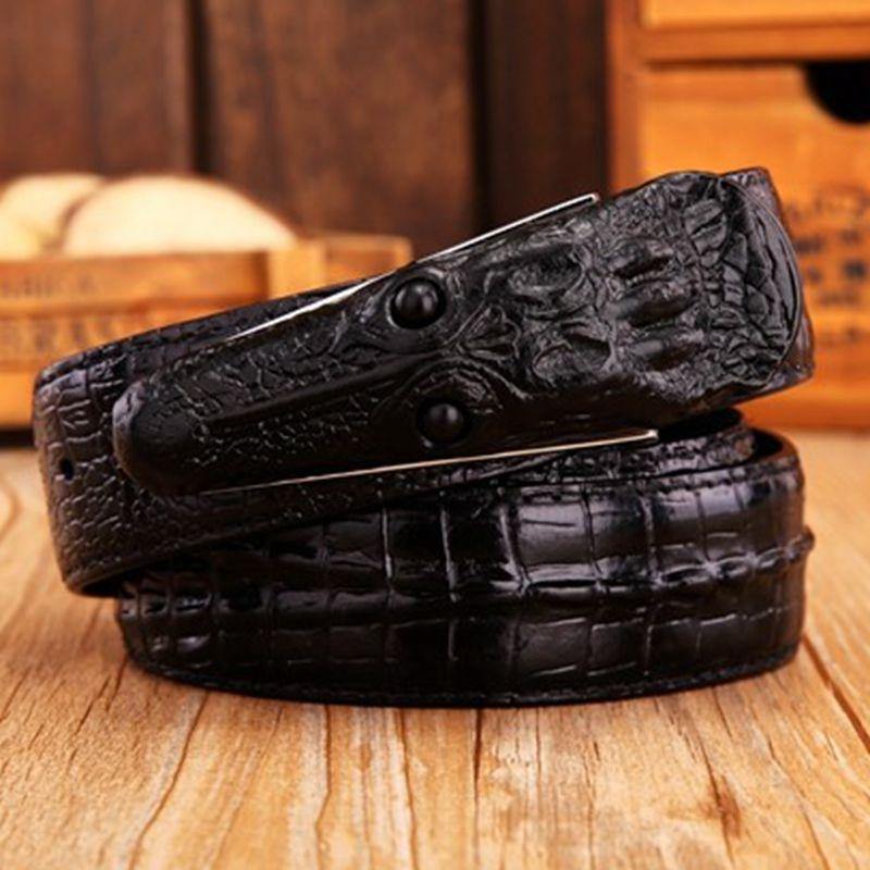 2018 new men's belt crocodile belt Genuine leather alligator strap crocodile head belt real cowhide fashion belts gift for men
