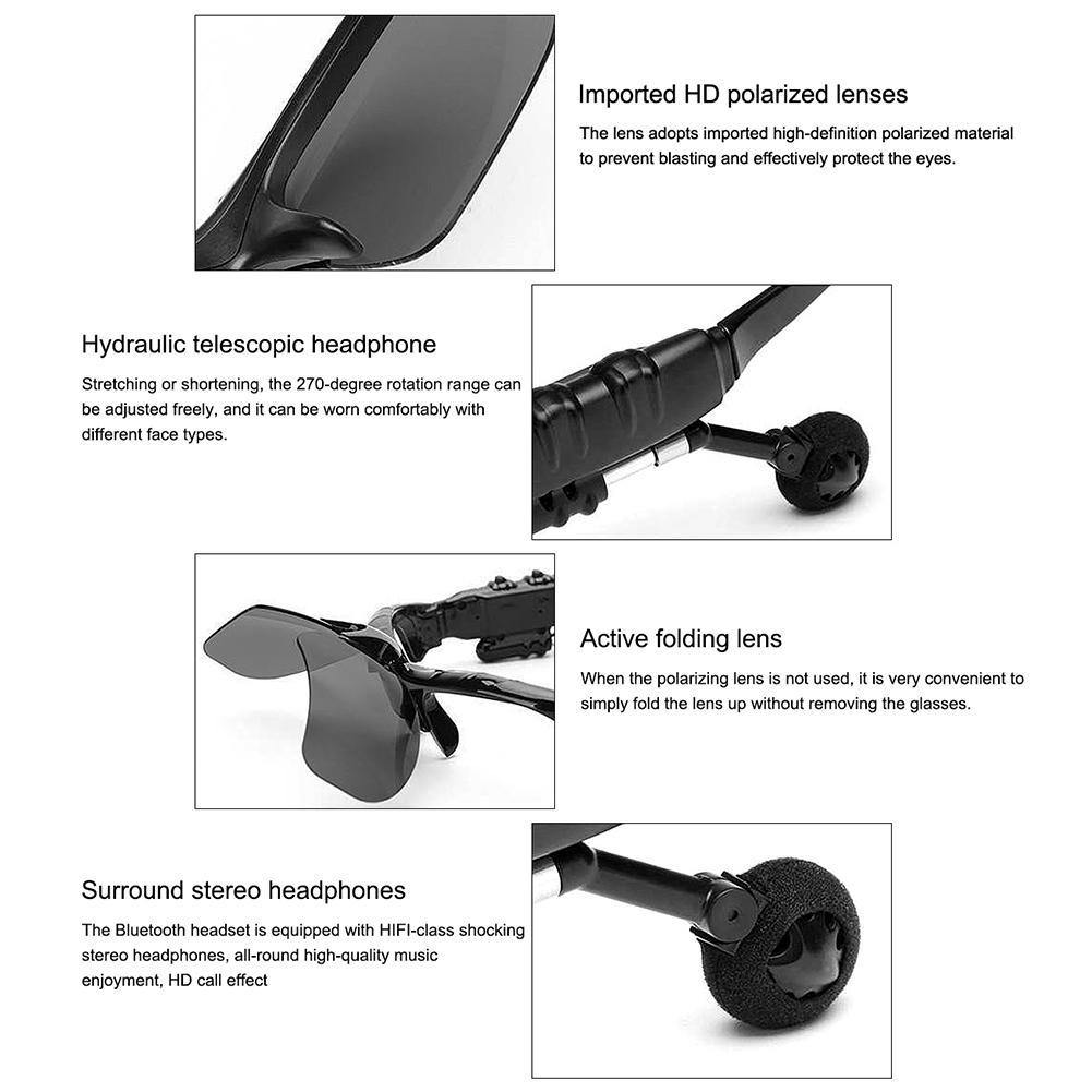 Smart Bluetooth 5.0 Headset Wireless Polarized Bluetooth Sunglasses Sports Driving Bluetooth Glasses Earphone Universal
