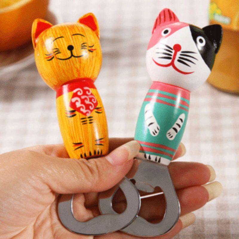 Bottle Openers Cartoon Cat Bear Kitty Beer Bottle Opener Funny Fridge Magnet Stainless Steel Bar Tools