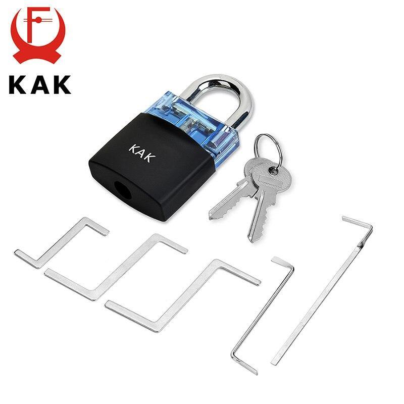 KAK Locksmith Practice Lock Tension Wrench Tool Pick Set Hook Combination Padlock Broken Key Extractor Tools Hardware With Cover