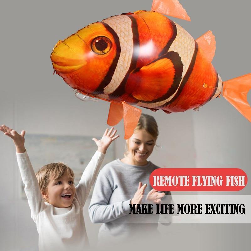 Remote Control Flying Shark Toy Clown Nemo Fish Balloons Inflatable Helium RC Air Plane Drone UFO with Light Best Christmas Gift