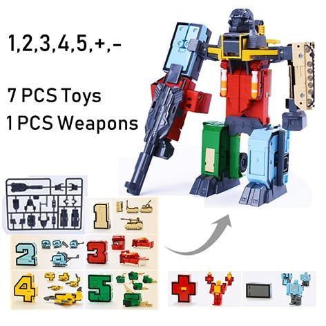 15PCS Assembling Building Blocks  Educational Toys Action Figure Transformation Number Robot Deformation Robot Toy for Children