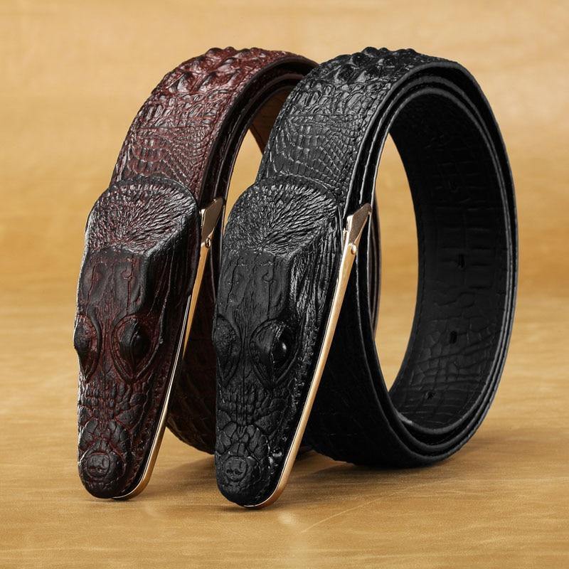 2018 new men's belt crocodile belt Genuine leather alligator strap crocodile head belt real cowhide fashion belts gift for men