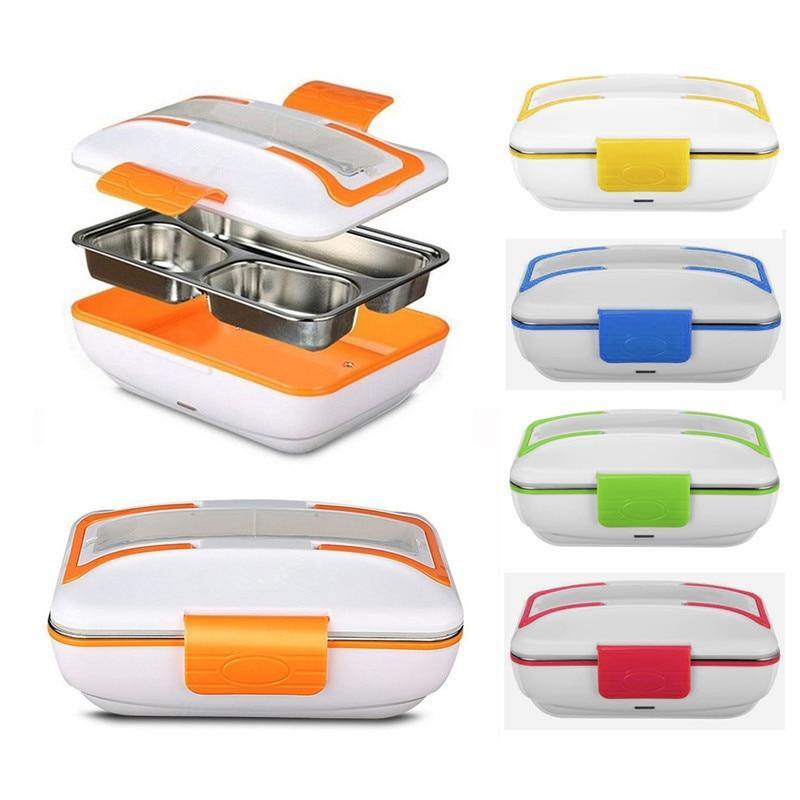 Portable Car Truck Electric Heating Lunch Box Travel Food Warm Heater Storage Container Stainless Steel Rice Cookers Box Warmer