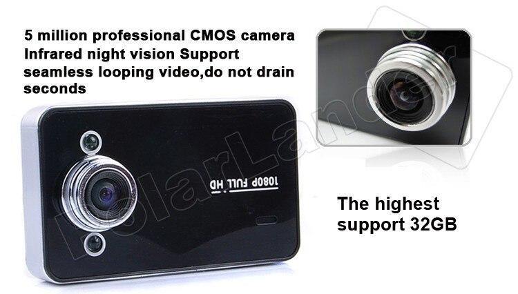 IR Night vision Full  1080P K6000 Car DVR Video Camera Recoder MI motion Detection 120 degree wide viewing angle
