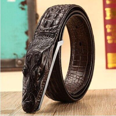 2018 new men's belt crocodile belt Genuine leather alligator strap crocodile head belt real cowhide fashion belts gift for men