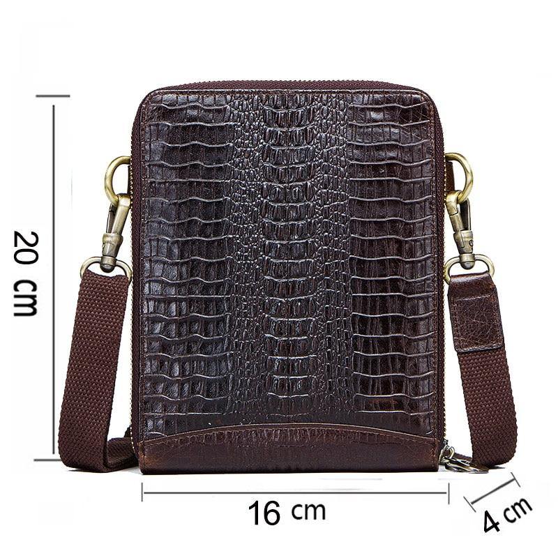 Men's Genuine Leather messenger bag Vintage Shoulder Bags Crocodile Crossbody Bags for men with Mobile Phone Pouch Waist Bag